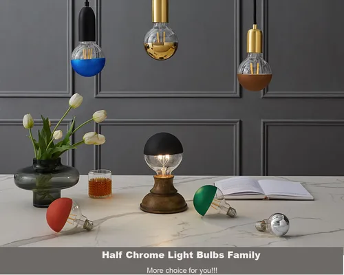 Miniatura 5 de Bombillas de luz media cromada, punta media naranja, regulables de 6 W (equivalente a 60 vatios), bombillas LED Ediosn, blanco suave 2700 K