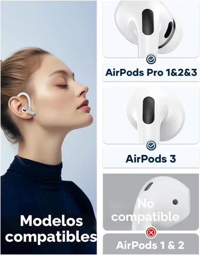 Miniatura 3 de Gcioii Ganchos para orejas de aleación de titanio con memoria para AirPods Pro 3, AirPods Pro 2, AirPods Pro y AirPods 3, accesorios deportivos