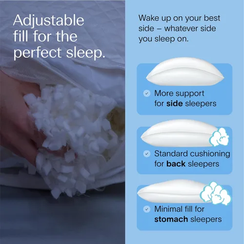 Miniatura 6 de DreamyBlue Almohada Luna • Loft ajustable, funda de lujo, espuma viscoelástica triturada • para dormir de espalda, de lado y de combinación •