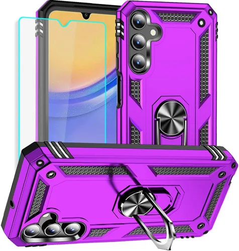 Miniatura 10 de Yiakeng Funda para teléfono Galaxy A12, Samsung A12 con protector de pantalla HD, fundas protectoras de grado militar con anillo para Samsung Galaxy