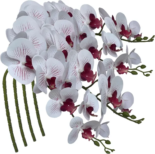 Miniatura 10 de FagusHome Phalaenopsis - Flores artificiales de 9 cabezas, 4 piezas de orquídeas artificiales de 42 pulgadas, plantas de tallo para decoración