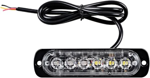 Barra de luz estroboscópica Universal muy delgada de 6 LED, color ámbar / blanco, Modo de 16 parpadeos, luz de Advertencia para camionetas, autos,