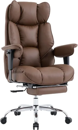Miniatura 19 de Efomao Silla de Oficina Grande y Alta 400lbs - Sillas de Oficina Ejecutivas con Reposapiés, Silla de Computadora de Cuero PU Resistente