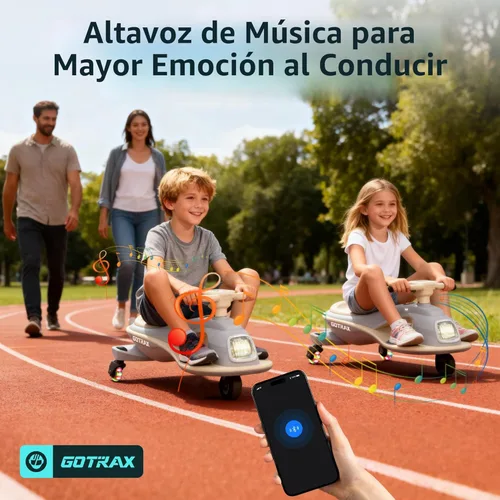 Miniatura 3 de Gotrax WG1 Auto eléctrico oscilante para niños, batería de 12V con hasta 120 minutos de tiempo de juego, altavoz de música y ruedas traseras con Gris