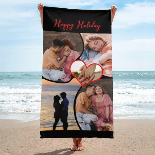 Miniatura 11 de Shapoo Toalla de playa con foto personalizada, foto personalizada/fondo/texto, divertida toalla de baño de microfibra personalizada para Una foto
