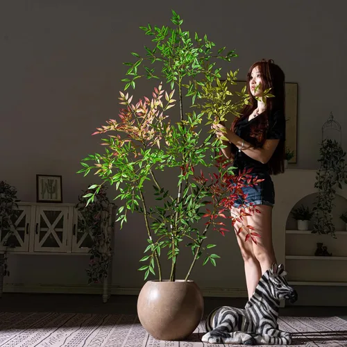 Miniatura 10 de Árbol de bambú artificial grande para interiores y exteriores, plantas realistas de seda de plástico sintético en maceta, para el hogar, sala