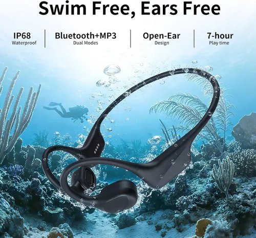 Miniatura 2 de Auriculares de natación de conducción ósea, IP68 impermeable reproductor MP3 incorporado memoria 32G, auriculares de natación subacuáticos