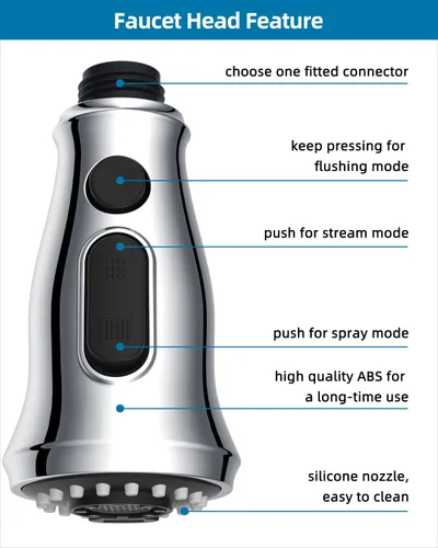 Miniatura 4 de Reemplazo universal de cabezal de grifo de cocina con 15 adaptadores compatible con estándar americano/Kohler/Moen/Delta, cabezal rociador de grifo