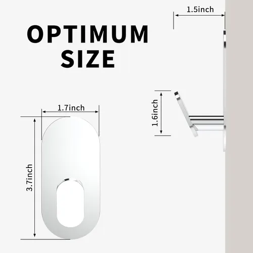 Miniatura 7 de Ganchos adhesivos para toallas para baños, paquete de 2, ganchos de pared de cromo pulido de acero inoxidable y aleación de zinc, ganchos adhesivos