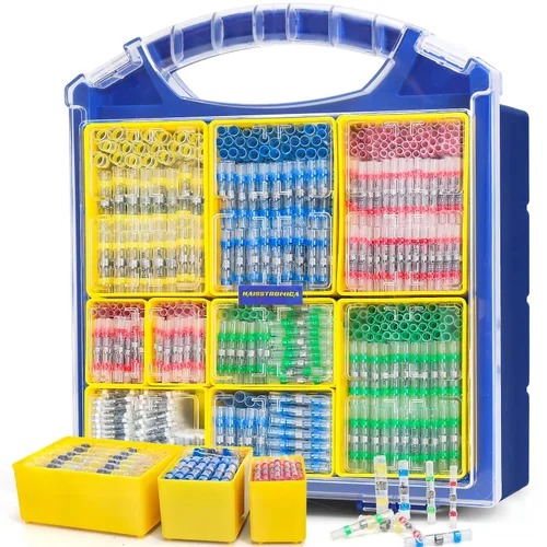 haisstronica - Kit de 680 conectores de cable de soldadura termoencogible, terminales impermeables para embarcaciones, electricidad, electrónica y