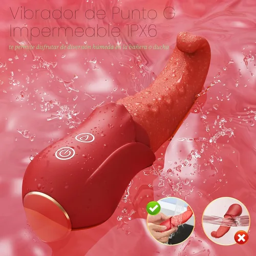Miniatura 7 de Vibrador de juguetes sexuales para adultos para mujeres, vibrador de punto G, consolador de rosa, juguetes sexuales con 10 lamidas y 10 modos