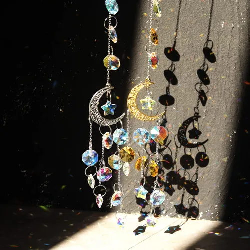 Miniatura 7 de LONGWIN Lote de 100 piezas de 1 agujero de cristal octágono cuentas, cristal Prisma Suncatcher piezas de repuesto lámpara DIY colgante colgante AB