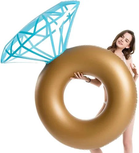 Miniatura 2 de Jasonwell Anillo de diamante inflable Flotador de piscina - Anillo de compromiso para fiesta de soltera, decoración de escenario de natación, tubo