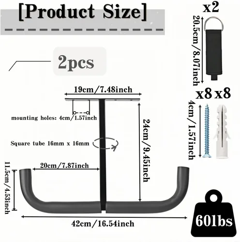 Miniatura 2 de Ganchos de almacenamiento de garaje, estante de techo doble resistente para escaleras de madera, bicicletas, neumáticos y otros artículos
