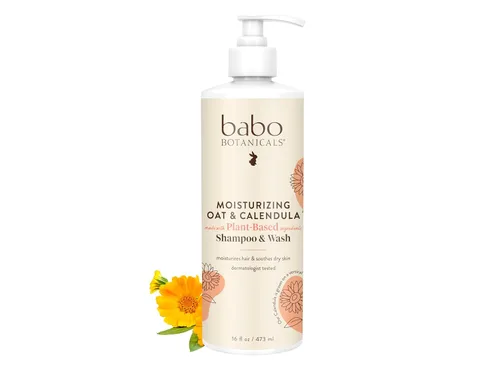 Babo Botanicals Moisturizing Oat & Calendula 2-in-1 Shampoo & Wash – Gentle Cleansing for Dry or Sensitive Skin – Safe for Baby, Toddler, Kids &