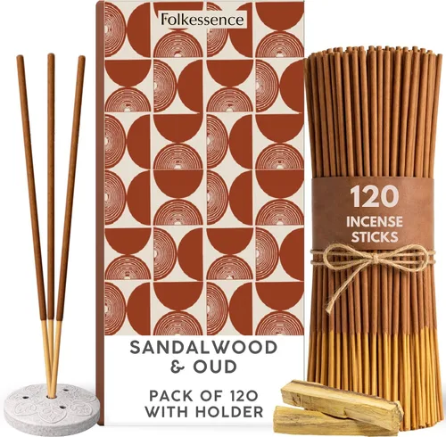 Miniatura 9 de Folkulture Varillas de incienso japoneses Paquete de 60 inciensos de madera de aloe premium Sin carbón, sin humo negro Aroma amaderado