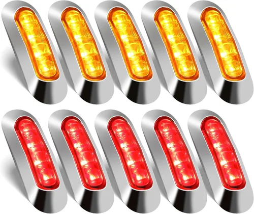 Miniatura 8 de ALFU 10 luces LED ámbar DC12V-24V 4 LED indicadoras de marcador lateral lámpara delantera trasera luz interior con bisel cromado universal