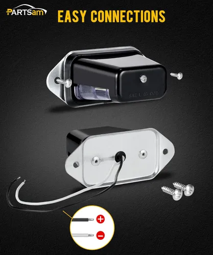 Miniatura 5 de Partsam Luz de matrícula LED impermeable de 12V CC con luz para placa de licencia, soporte con orificio de drenaje, carcasa de ABS, lente de PC