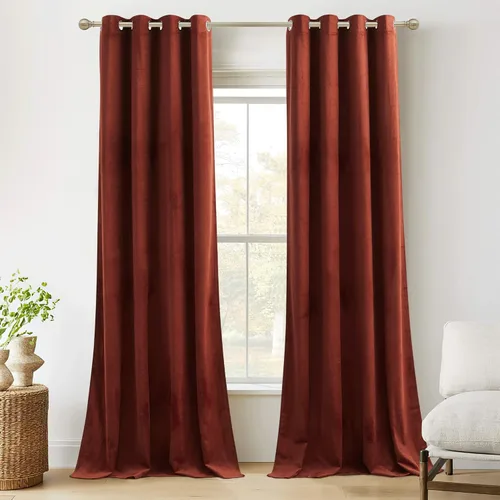 Miniatura 39 de RYB HOME Cortinas de terciopelo beige camello 84 pulgadas, cortinas gruesas de terciopelo para oscurecer la habitación para decoración de granja