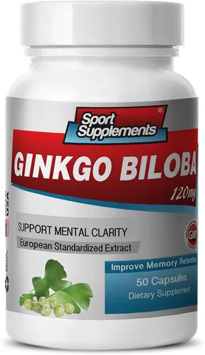Suplementos cerebrales para la memoria y la concentración - Ginkgo BILOBA 120 mg - Planta Gingko biloba, suplementos de enfoque para adultos,