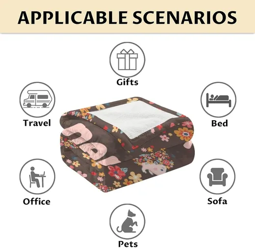 Miniatura 6 de Manta de erizo personalizada con nombre, 50 x 40 pulgadas, bonita manta para niñas, mantas suaves y peludas marrones para cuna, sofá y viajes