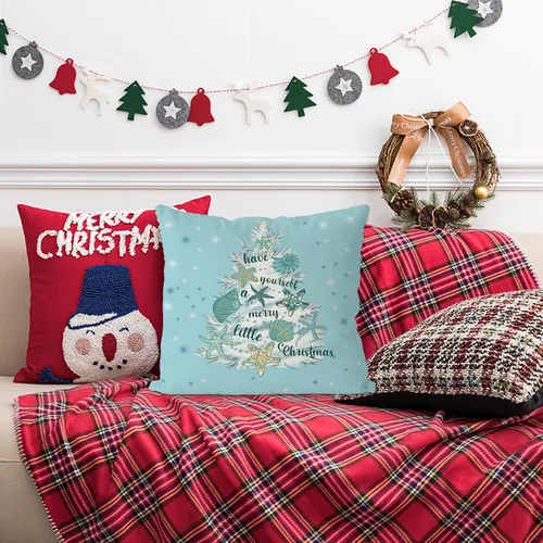 Miniatura 4 de GAGEC Fundas de almohada de Navidad de 18x18 pulgadas con diseño de estrella de mar, fundas de almohada decorativas de estilo granja, fundas de 18.0