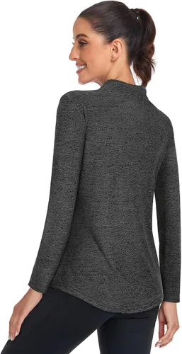 Miniatura 2 de Misyula - Camisetas de golf para mujer, con protección solar, de secado rápido, con cremallera de 14, para tenis, running y entrenamiento