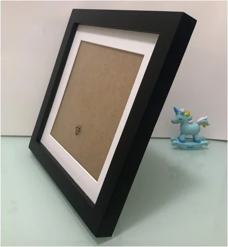 Miniatura 3 de ZXT-parts Portarretratos de 5 x 5 con paspartú de apertura de 4 x 4. Marco cuadrado negro de madera maciza, panel de plástico (no vidrio). Soporte