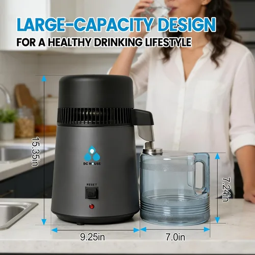 Miniatura 4 de DC HOUSE 1 Gallon Water Distiller Machine, 750W 4L Pure Distilled Water Maker Machine with Container for Home Countertop Table Desktop, Drinking