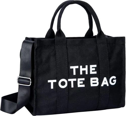 Miniatura 2 de GLOD JORLEE Bolso de mano para mujer, bolso cruzado de lona de moda (negro), Negro