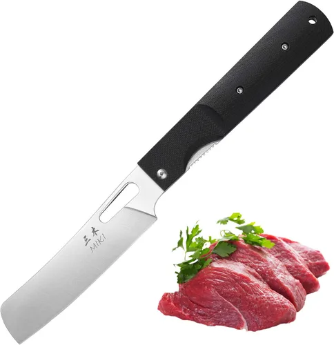 Miki Sharp - Cuchillo de bolsillo plegable de cocina japonesa de acero inoxidable 440A para acampar al aire libre (hoja de chef)