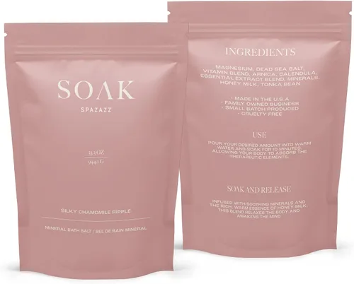 Miniatura 2 de Spazazz Sales de baño de sal del mar muerto – Sales de baño de aromaterapia con ondas de manzanilla sedosas – 33.3 onzas de sales naturales del mar