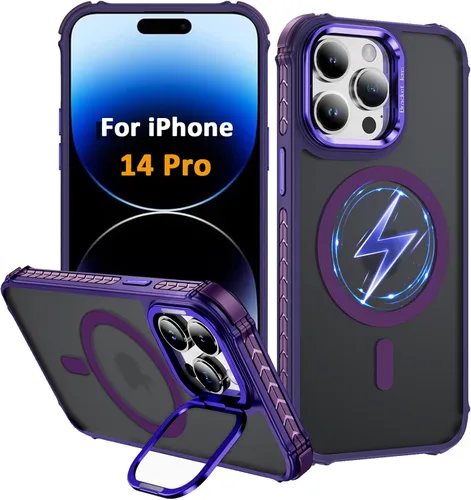 Miniatura 15 de i Phone 13 - Funda para iPhone 14, compatible con carga inalámbrica MagSafe, resistente, a prueba de golpes, soporte ajustable, color rojo mate
