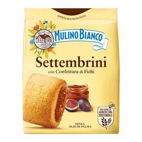 Mulino Bianco Settembrini 10.58oz (300g) - Auténticas galletas italianas con relleno de higos - Perfecto aperitivo o compañero de café - Hecho con