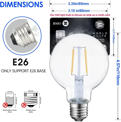 Miniatura 2 de Energetic Lighting Edison - Bombilla LED regulable, globo G25, equivalente a 60 W, luz blanca suave de 2700 K, base norma E26, con certificación UL