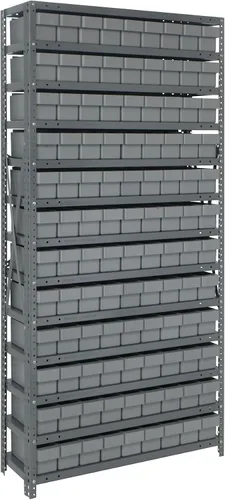 Miniatura 166 de Quantum QSBU-245BK Heavy Duty Shelving Unit with (7) Shelves and (24) QUS245 Black Bins for Garage Warehouse Storage Distribution 400 lb Load