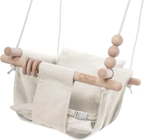 Miniatura 13 de Monkey & Mouse Columpio para bebé, silla colgante portátil para interiores y exteriores, color verde pálido, para bebés y niños pequeños de 6 meses
