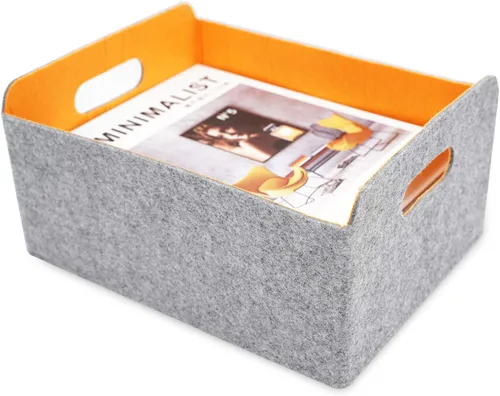 Miniatura 15 de Welaxy Cestas de almacenamiento plegables de fieltro, cubos de almacenamiento para estantes, caja de fieltro para niños, juguetes, revistas, libros