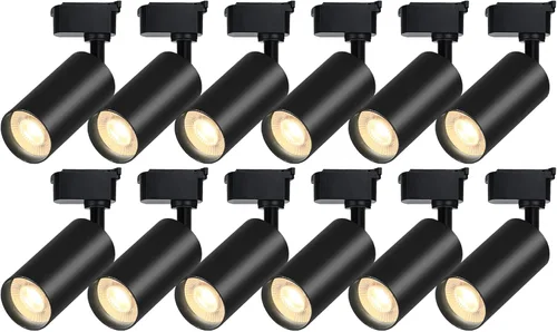 Miniatura 7 de Cabezales de iluminación de pista LED negros Bravsekai (sin rieles de pista), 2 luces de 10 W regulables, cabezal de luces de pista adecuado