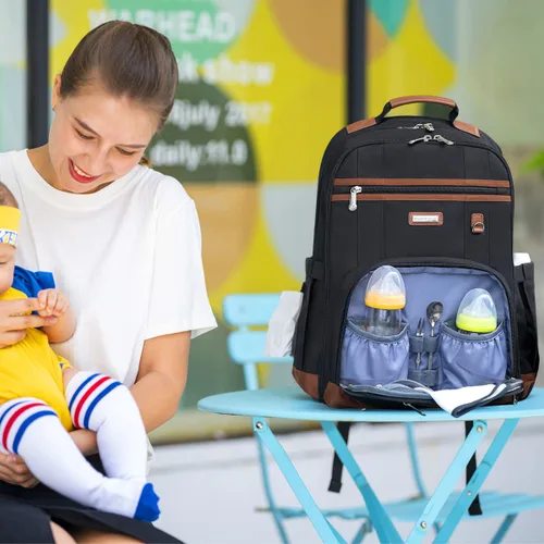 Miniatura 6 de Mochila para pañales, bolsas grandes para pañales de bebé con almohadilla cambiadora portátil para niños y niñas, bolsa de viaje multifunción