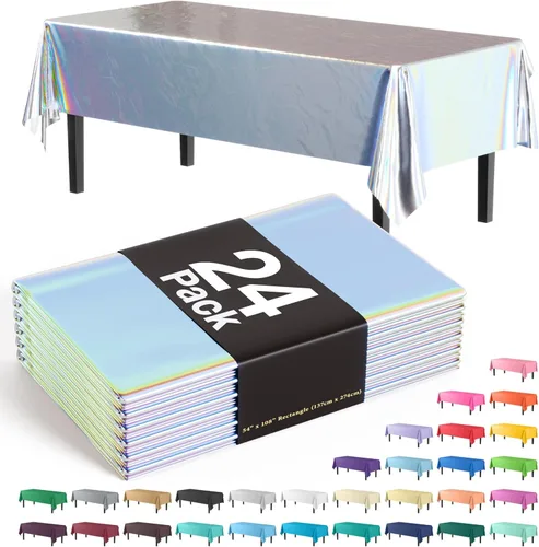 Miniatura 31 de Party Solids Mantel rectangular de plástico color azul aguamarina, 54 x 108 pulgadas, paquete de 24