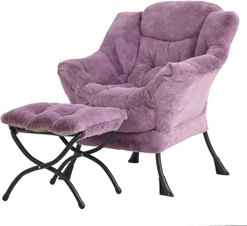 Miniatura 36 de Tiita - Sillón reclinable con otomana, grande, moderno, silla de ocio, de lectura, con reposapiés, para dormitorio, sala de estar, dormitorios, Gris