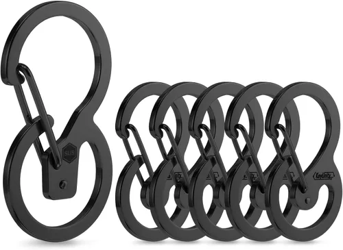 Miniatura 10 de KeyUnity Mosquetón de acero inoxidable, mini clips, llavero organizador para llaves, linterna, cuchillo plegable y silbatos