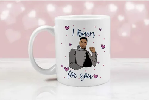 Miniatura 2 de BALOR Taza de café con texto en inglés "I Burn For You, Bridgerton, Duke of Hastings, regalo para amigos, familia (blanco, 11 onzas)