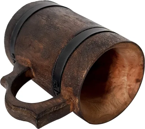 Miniatura 4 de Taza de cerveza de madera hecha a mano, jarra vikinga rústica para café, té o cerveza tallada vintage para padrinos de boda, regalo de boda