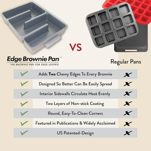 Miniatura 6 de Molde Baker's Edge para brownie – El Original – revestimiento antiadherente duradero, estructura de aluminio fundido de calibre pesado, 9 x 12