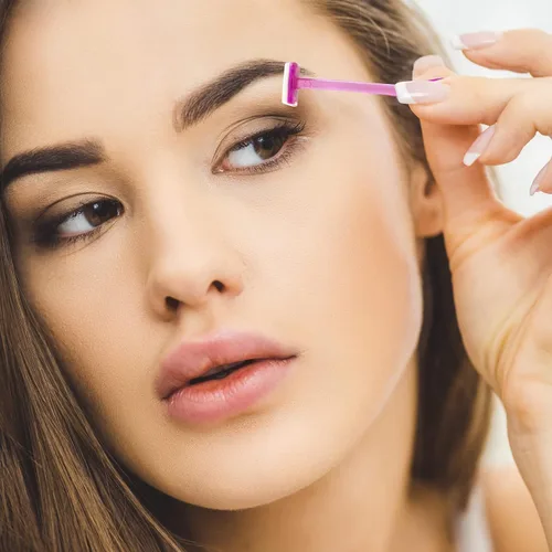 Miniatura 4 de ANCIRS Paquete de 24 maquinillas de afeitar de cejas para maquillaje de mujer, herramienta facial en forma de T para cejas de ojos, kit de recorte