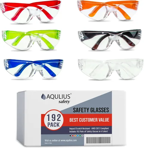 Aqulius 192 gafas de seguridad a granel para hombres y mujeres, con certificación ANSI Z78.1, resistentes a los arañazos y a los impactos, gafas de