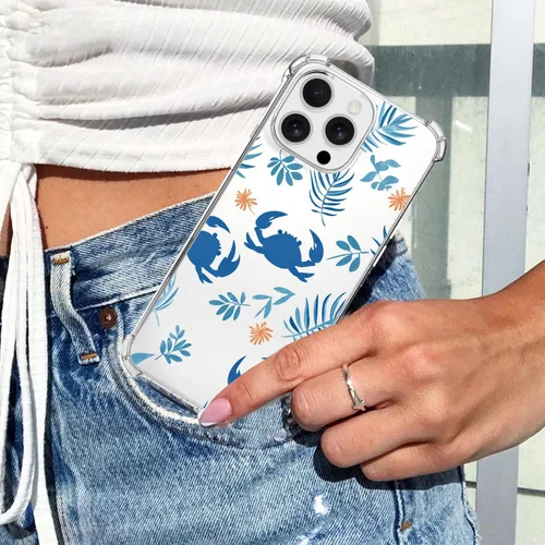 Miniatura 7 de Funda transparente con estampado de cangrejo azul para iPhone 7 Plus/8 Plus, TPU suave y flexible, de cuerpo completo, a prueba de golpes, para Rana