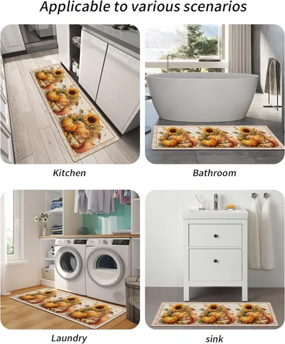 Miniatura 5 de Tapete de baño vintage de Acción de Gracias para bañera, antideslizante, de secado rápido y absorbente, de tierra de diatomeas, fregadero